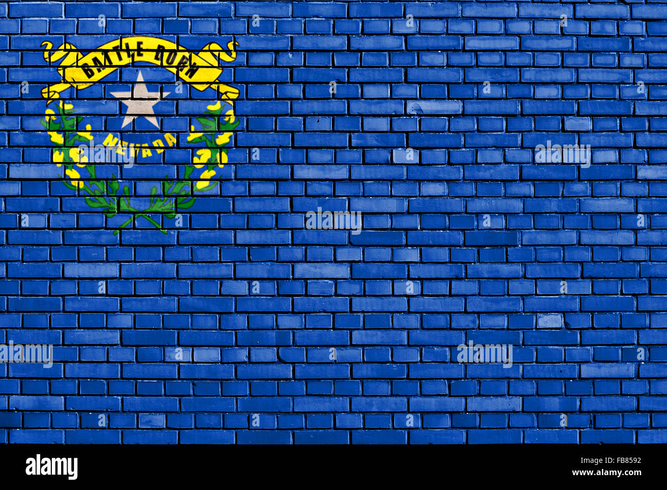 Bandiera del Nevada dipinta su un muro di mattoni Foto Stock