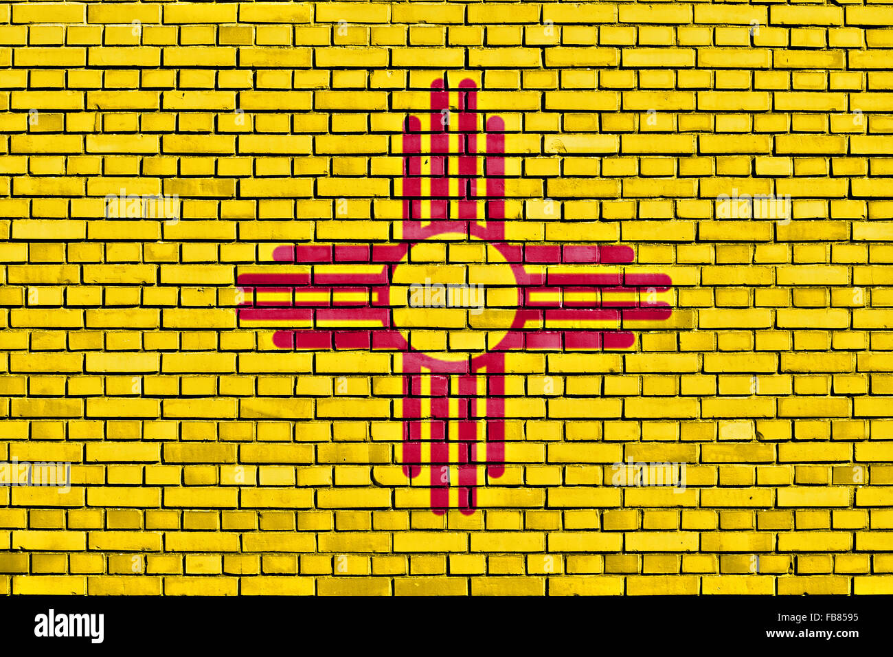 Bandiera del Messico Nuovo dipinta su un muro di mattoni Foto Stock