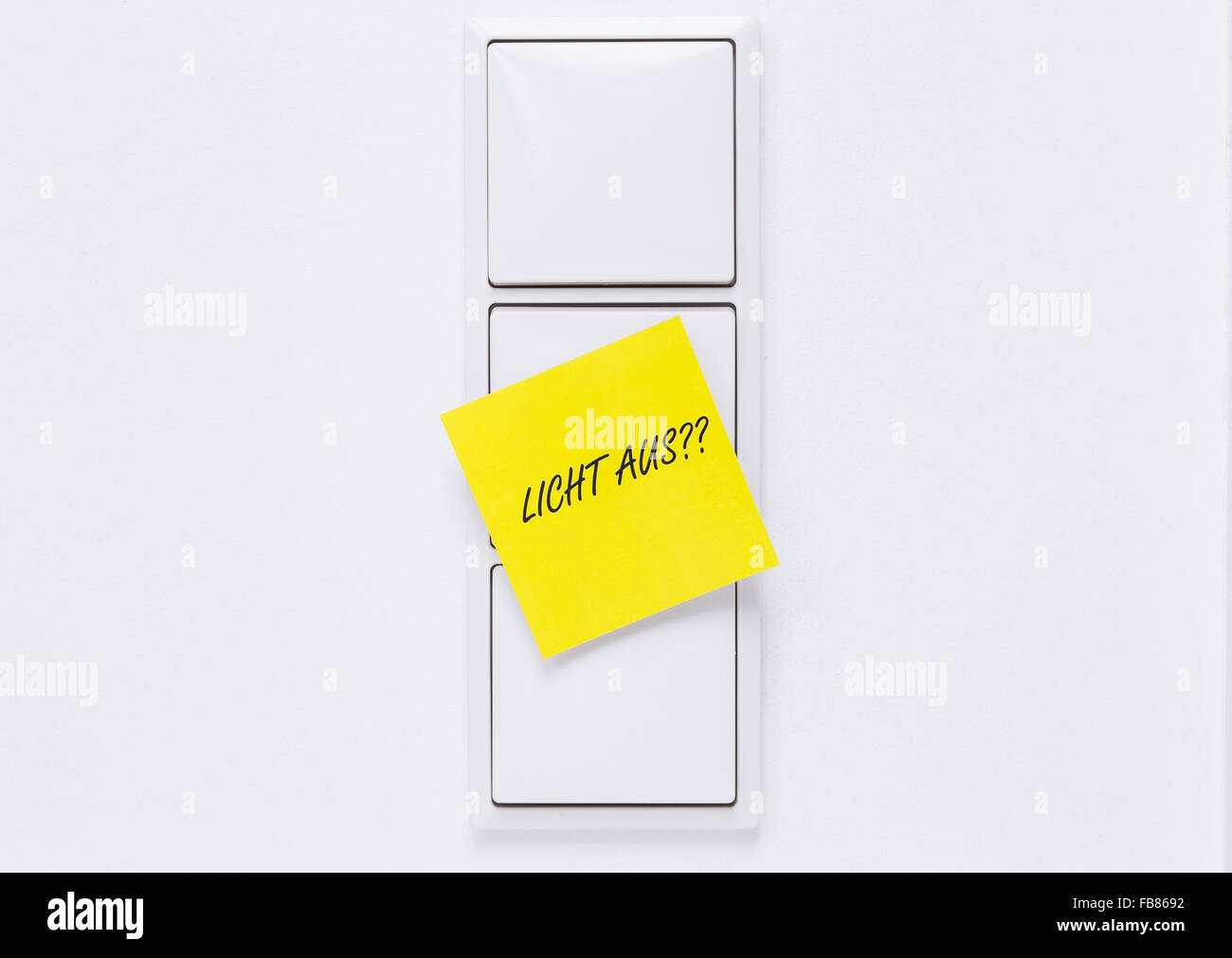 L'immagine mostra una notifica a un interruttore della luce principale Foto Stock