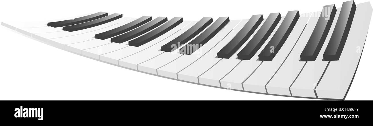 Una illustrazione vettoriale di tasti di pianoforte disteso al visualizzatore, a portata di mano per un musical design. Illustrazione Vettoriale