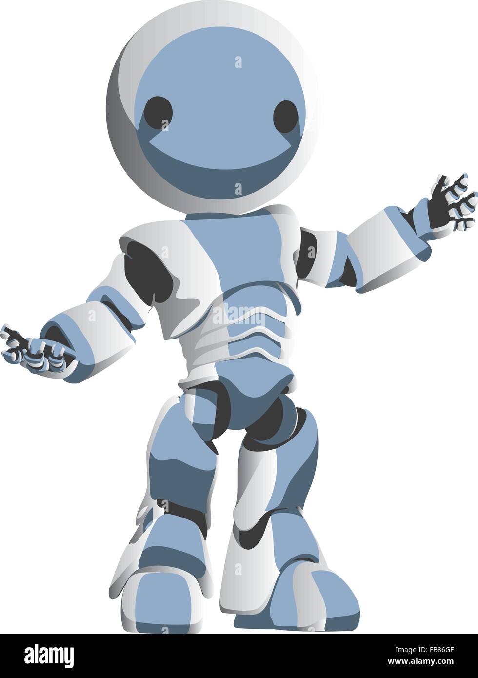 Un bianco brillante e blu robot presentante un'idea in maniera attraente. Illustrazione Vettoriale