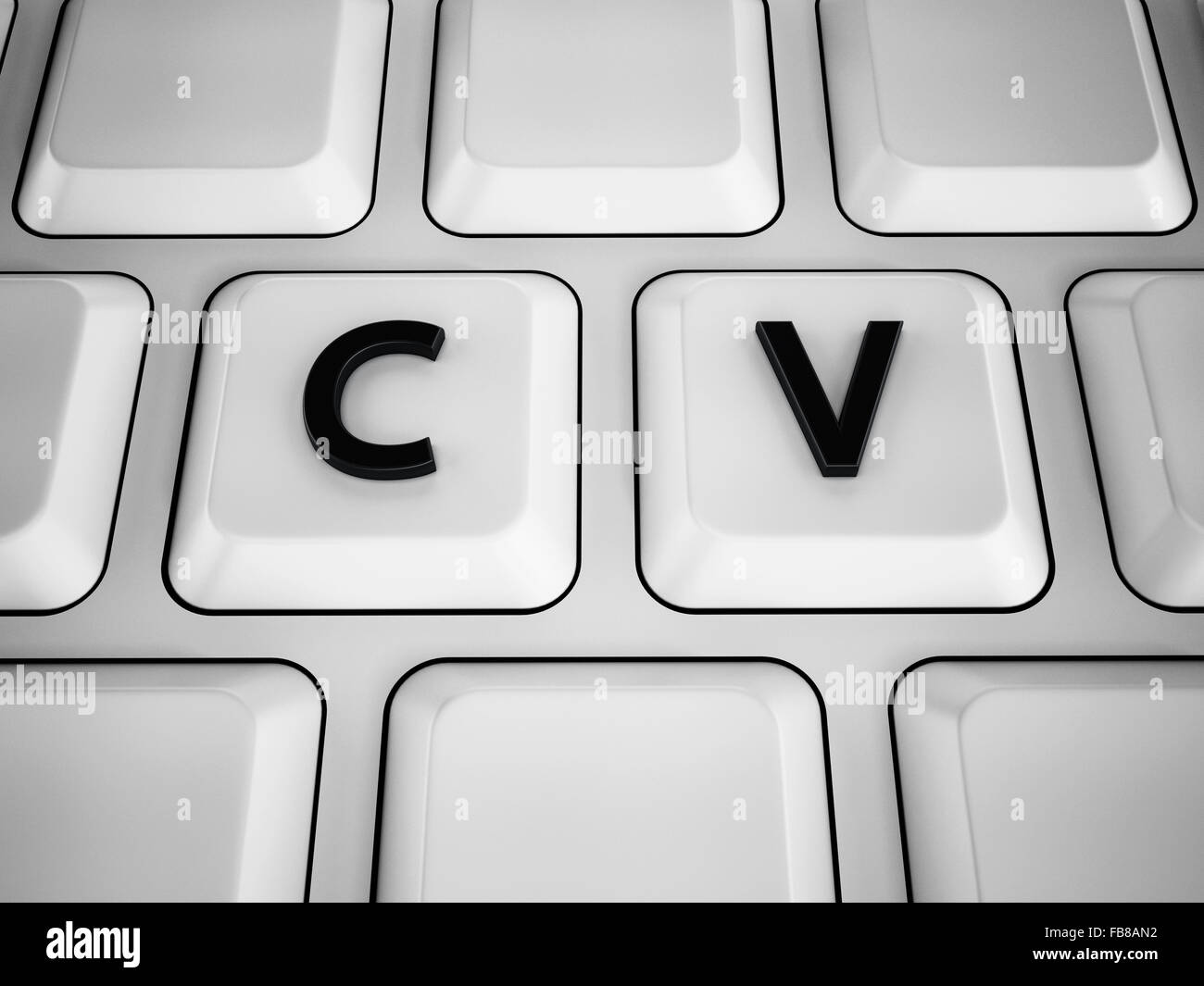 C e V lettere su bianco i tasti della tastiera. Foto Stock