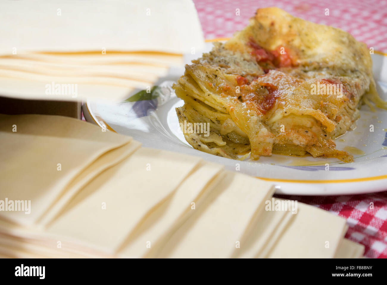Lasagne al pesto alla genovese Foto Stock