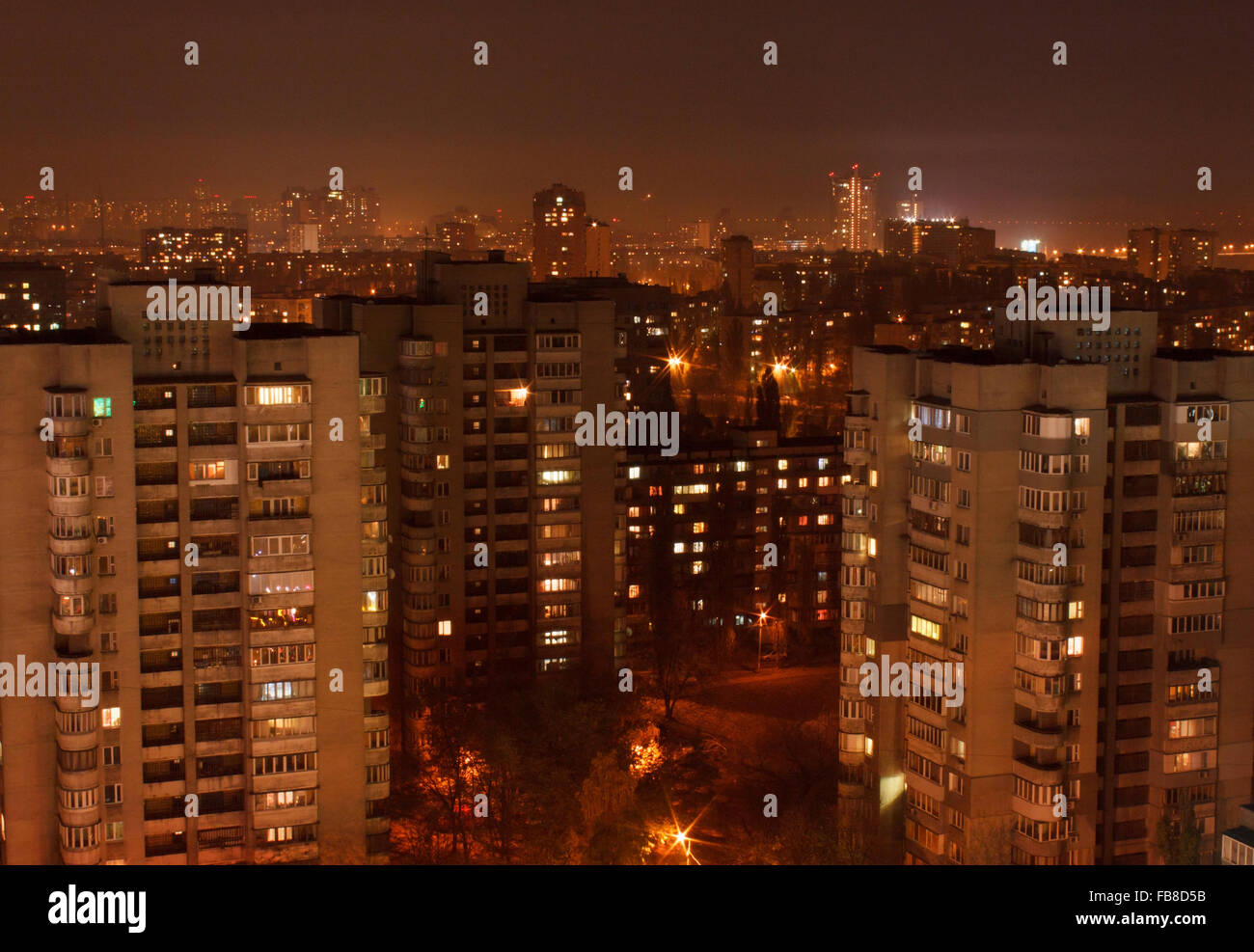 Vista di Kiev di notte Foto Stock