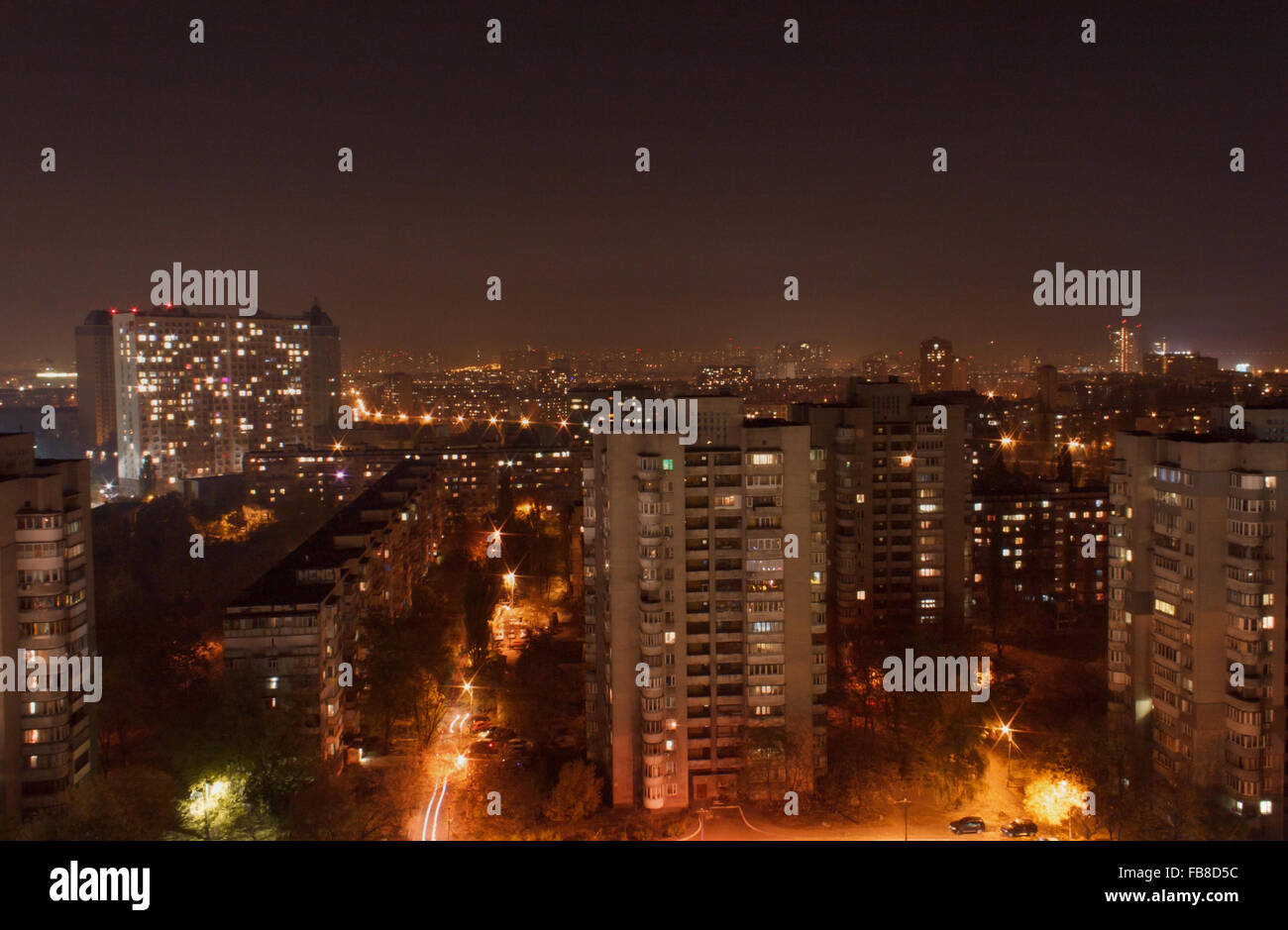 Vista di Kiev di notte Foto Stock