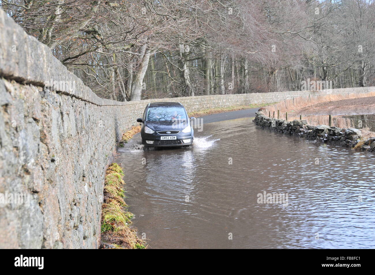 Kemnay, Aberdeenshire, Scotland, Regno Unito. 11 gennaio, 2016. uk meteo. inondazione in boatleys farm credit: kemnay/fotografica alamy live news Foto Stock