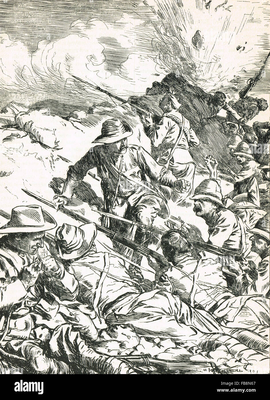 Battaglia di Spion Kop Guerra Boera 1900 Foto Stock