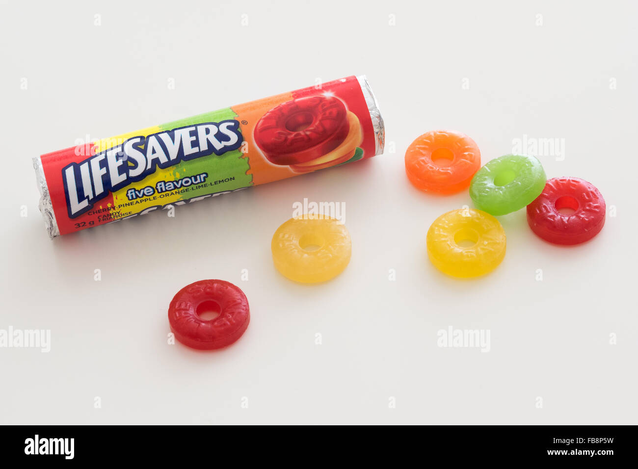 Un rotolo di cinque originali sapore la vita dei risparmiatori candy. Foto Stock