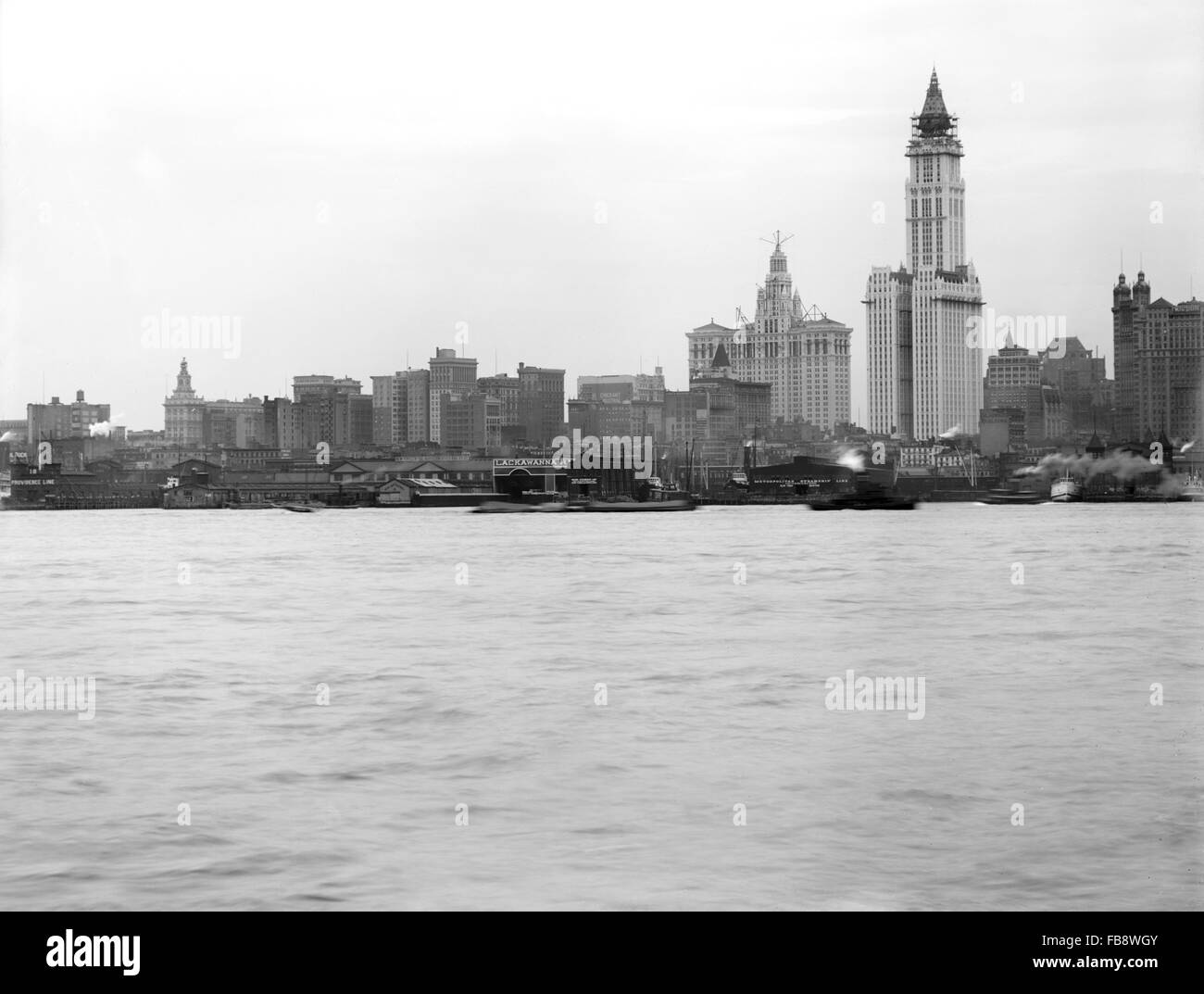 New York skyline della città dal New Jersey, USA, circa 1913 Foto Stock