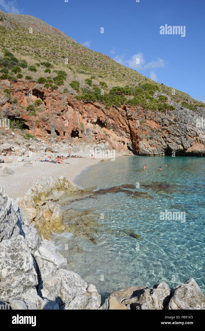 Spiaggia in Lo Riserva dello Zingaro Sicilia Foto Stock