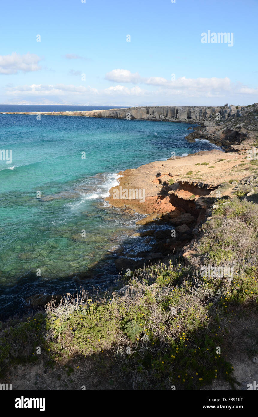 Paesaggio nell' isola di Favignana Sicilia Foto Stock