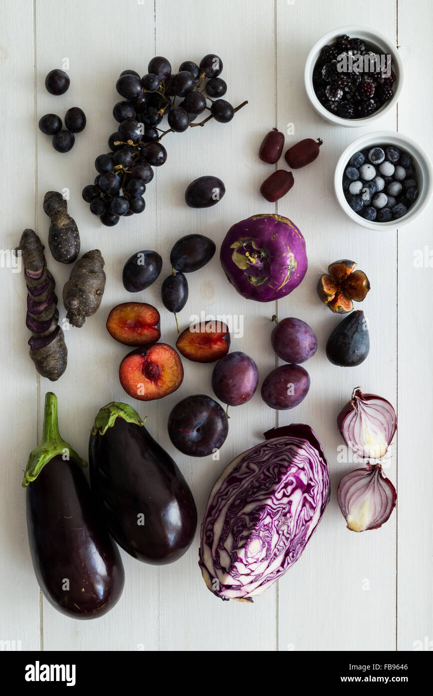 Viola di frutta e verdura la selezione Foto Stock