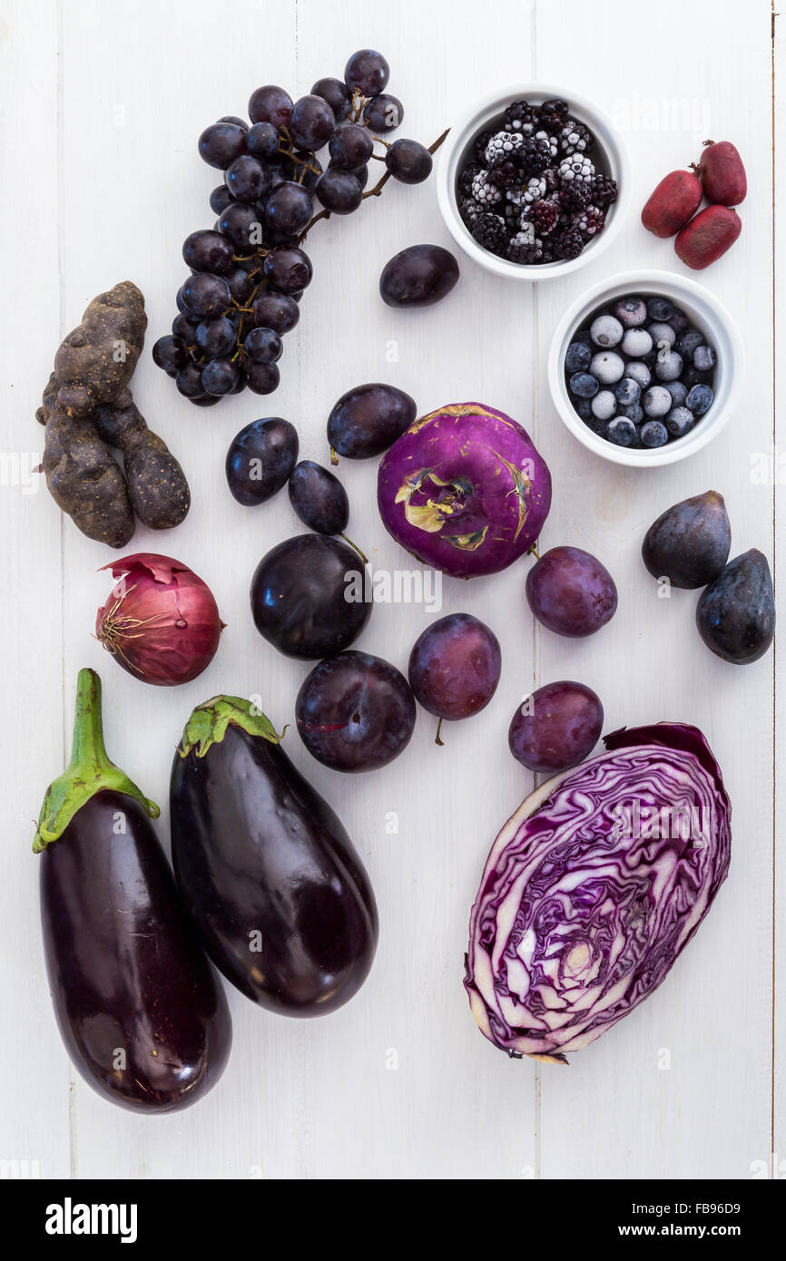 Viola di frutta e verdura la selezione Foto Stock