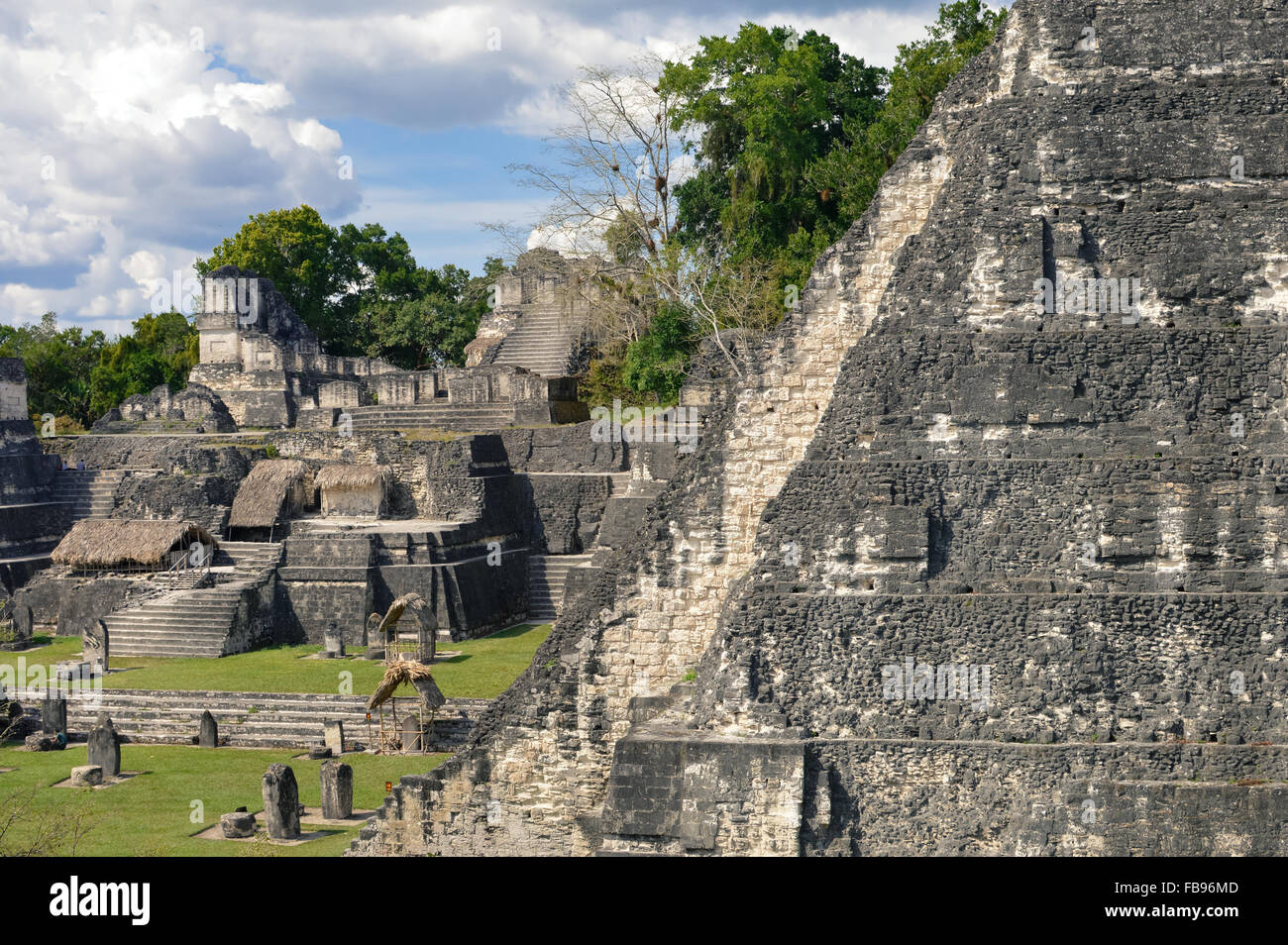 Nord acropoli delle strutture nel Parco Nazionale di Tikal e sito archeologico, Guatemala Foto Stock