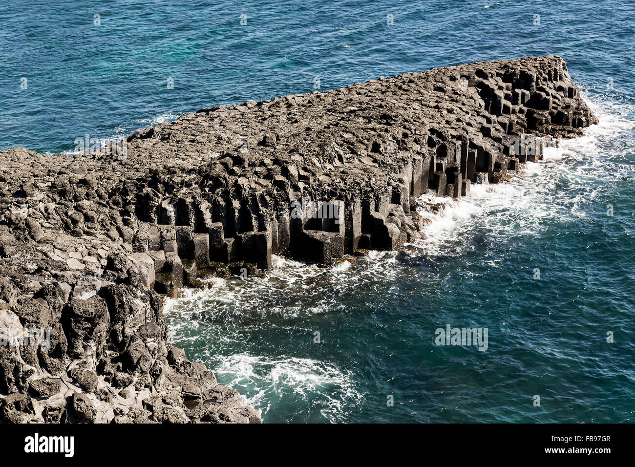 Geologico formazioni di roccia in Jeju Island Foto Stock