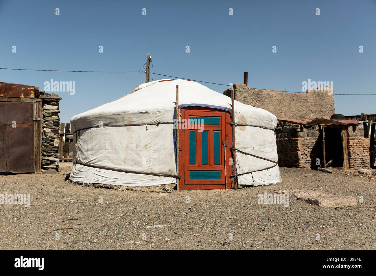 Ger nel Deserto del Gobi, Mongolia. Foto Stock