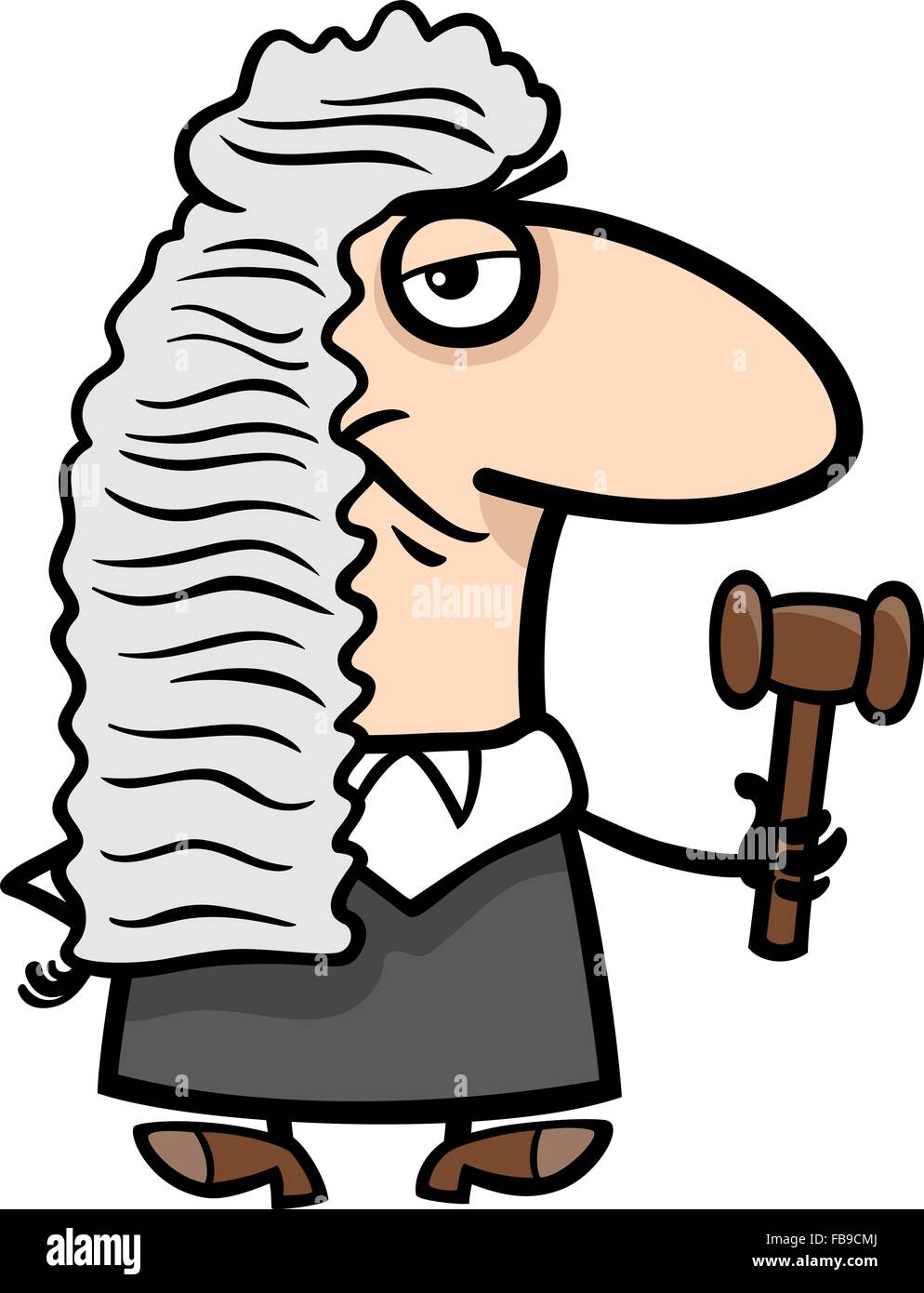 Cartoon illustrazione del giudice divertenti Legge il carattere di occupazione Illustrazione Vettoriale