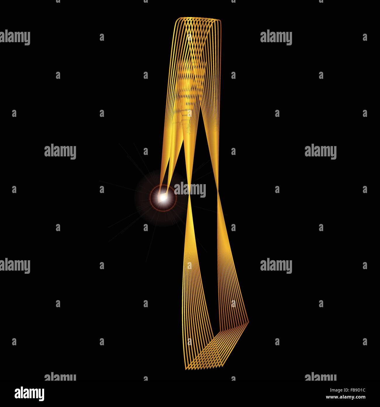 Il numero uno raffigurato in fine filo d'oro su sfondo nero Illustrazione Vettoriale