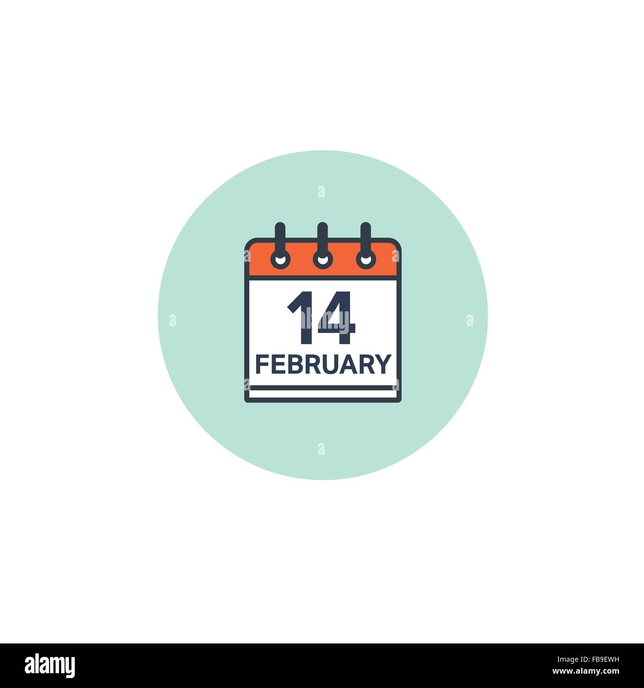 Febbraio 14, icona del calendario. Il giorno di San Valentino. L'amore. Data. Illustrazione Vettoriale