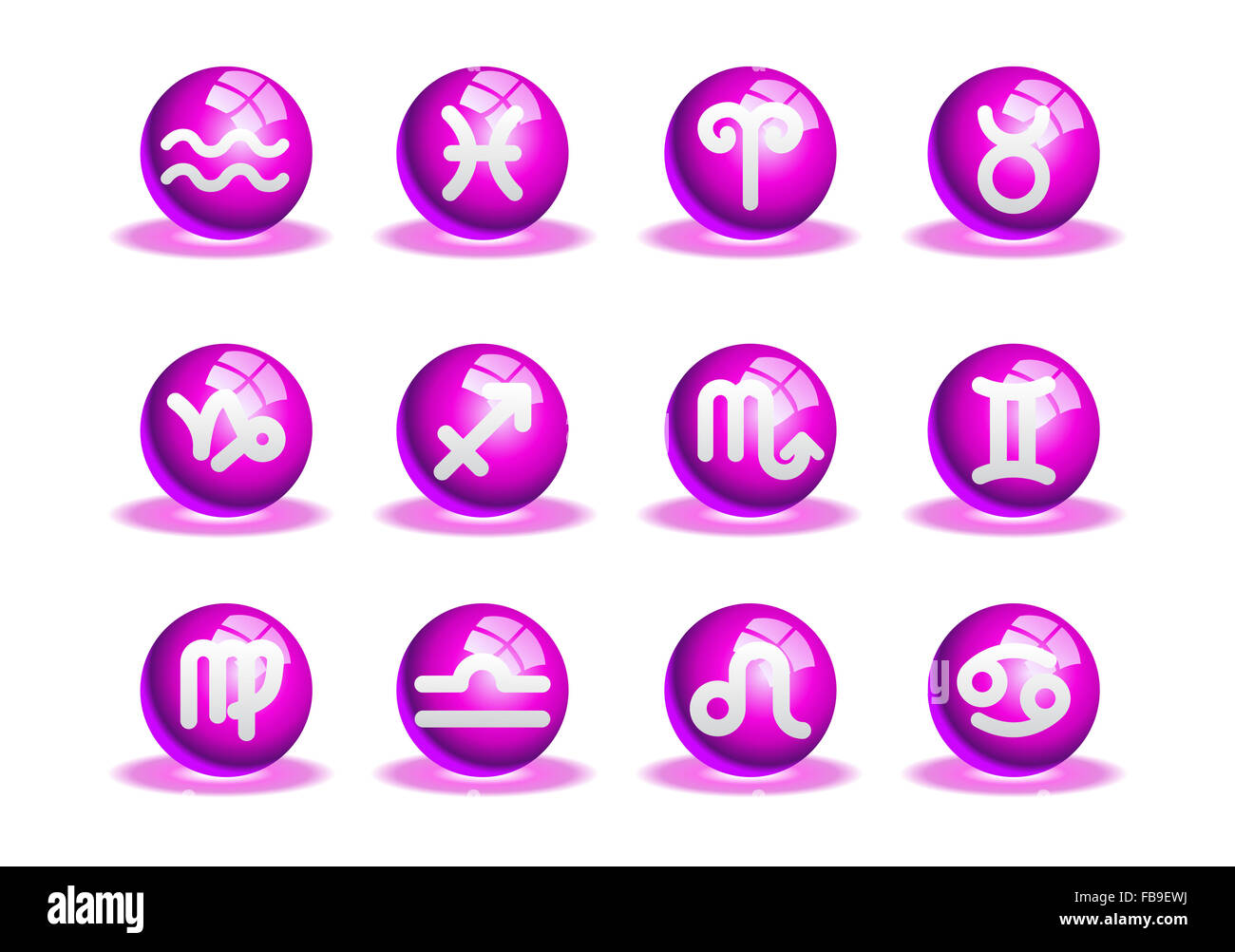 Illustrazione di una icona dello zodiaco serie isolati su sfondo bianco Foto Stock