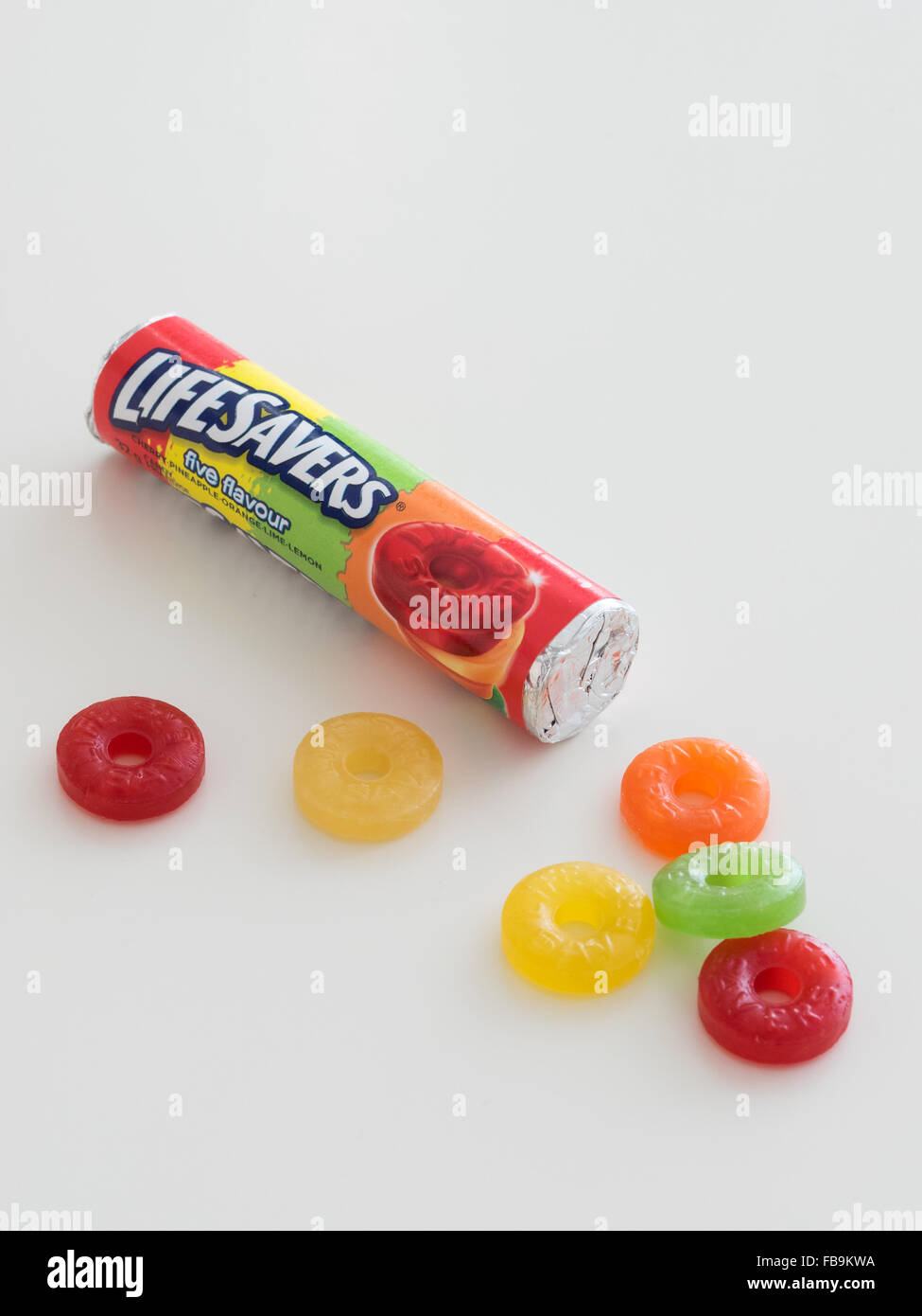 Un rotolo di cinque originali sapore la vita dei risparmiatori candy. Foto Stock