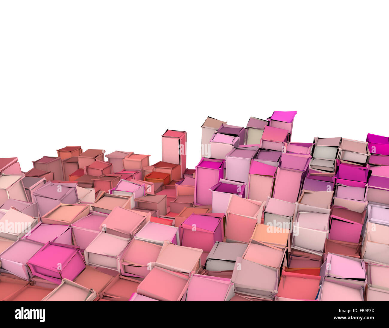 Abstract 3a forma di d sfondo rosa rosso Foto Stock