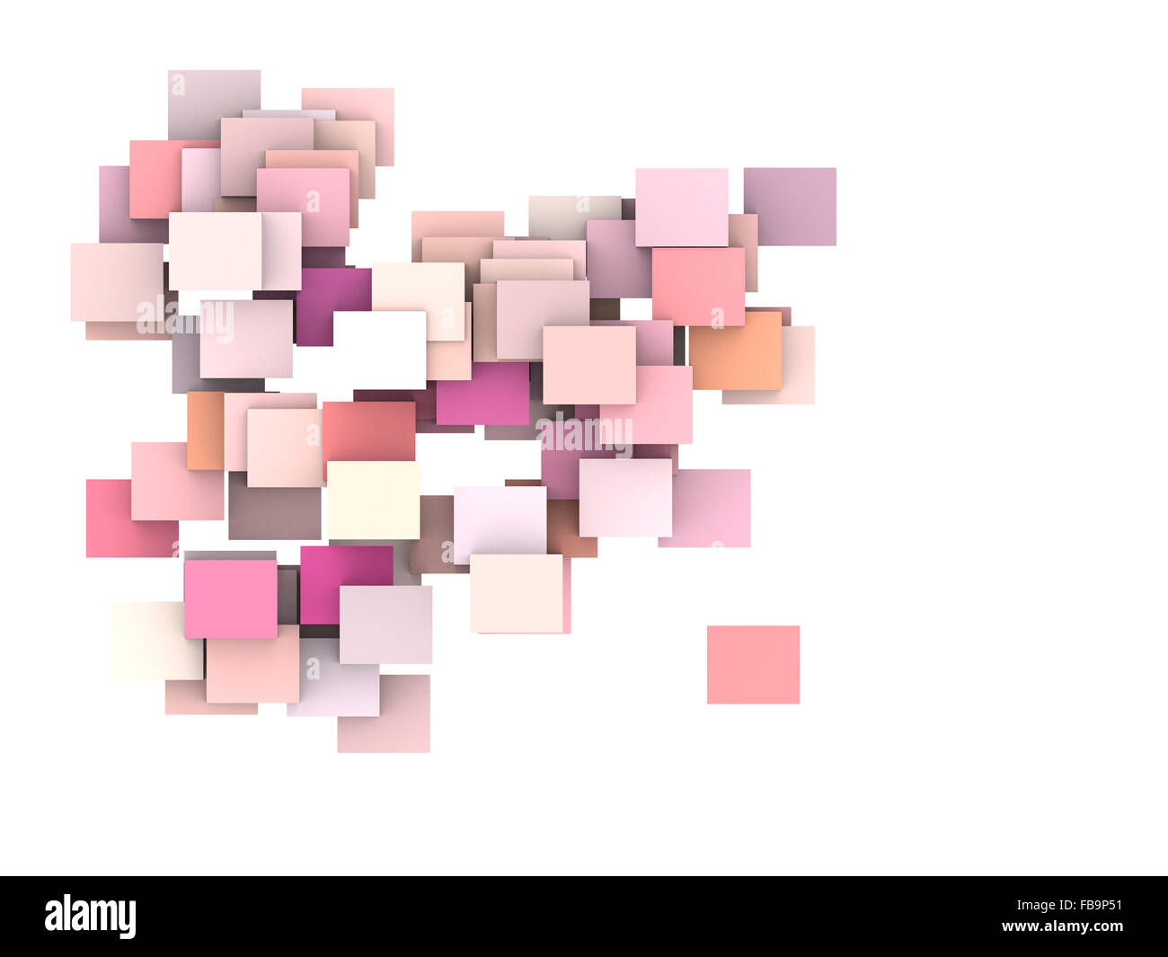 Composizione astratta con piano di colore rosa su bianco Foto Stock