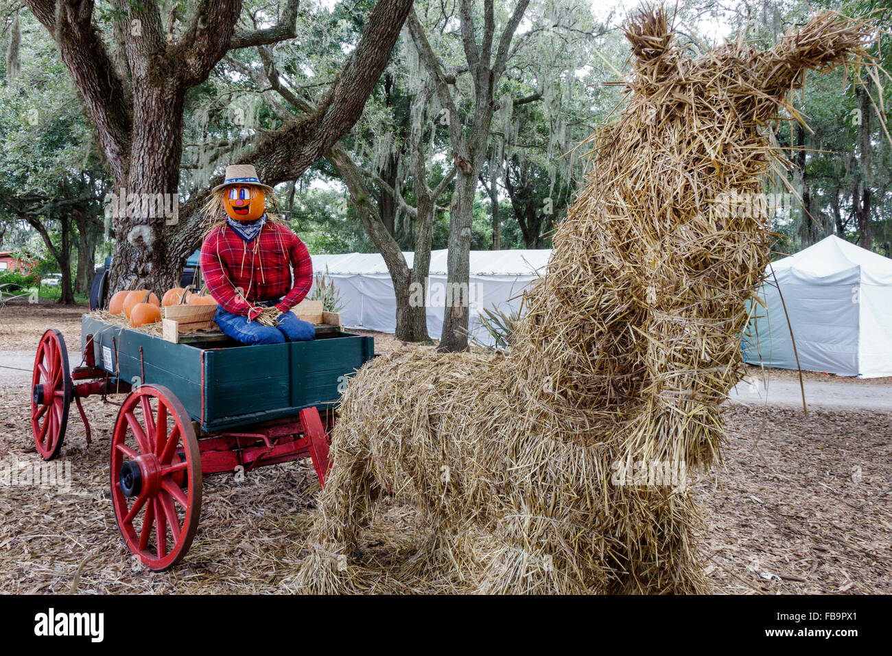 Bradenton Florida,Hunsader Farms,autunno,autunno,patrimonio agricolo,nostalgia nostalgico retrò,umorismo,umorismo,vendita prodotti display,Halloween, Foto Stock