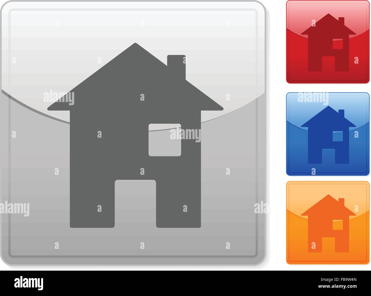 Quadrato di colore pulsanti web casa su uno sfondo bianco. Illustrazione Vettoriale. Illustrazione Vettoriale
