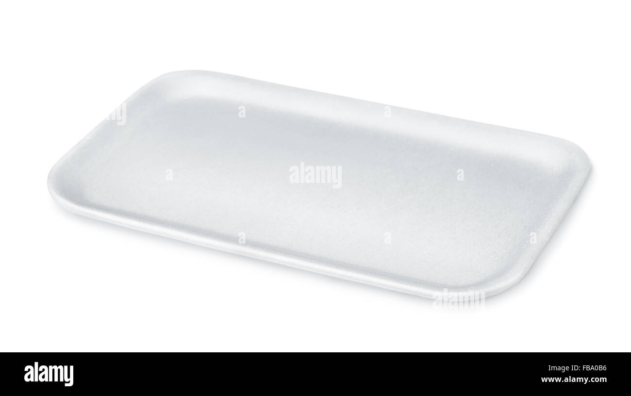 Styrofoam vuoto vassoio per alimenti isolato Foto Stock