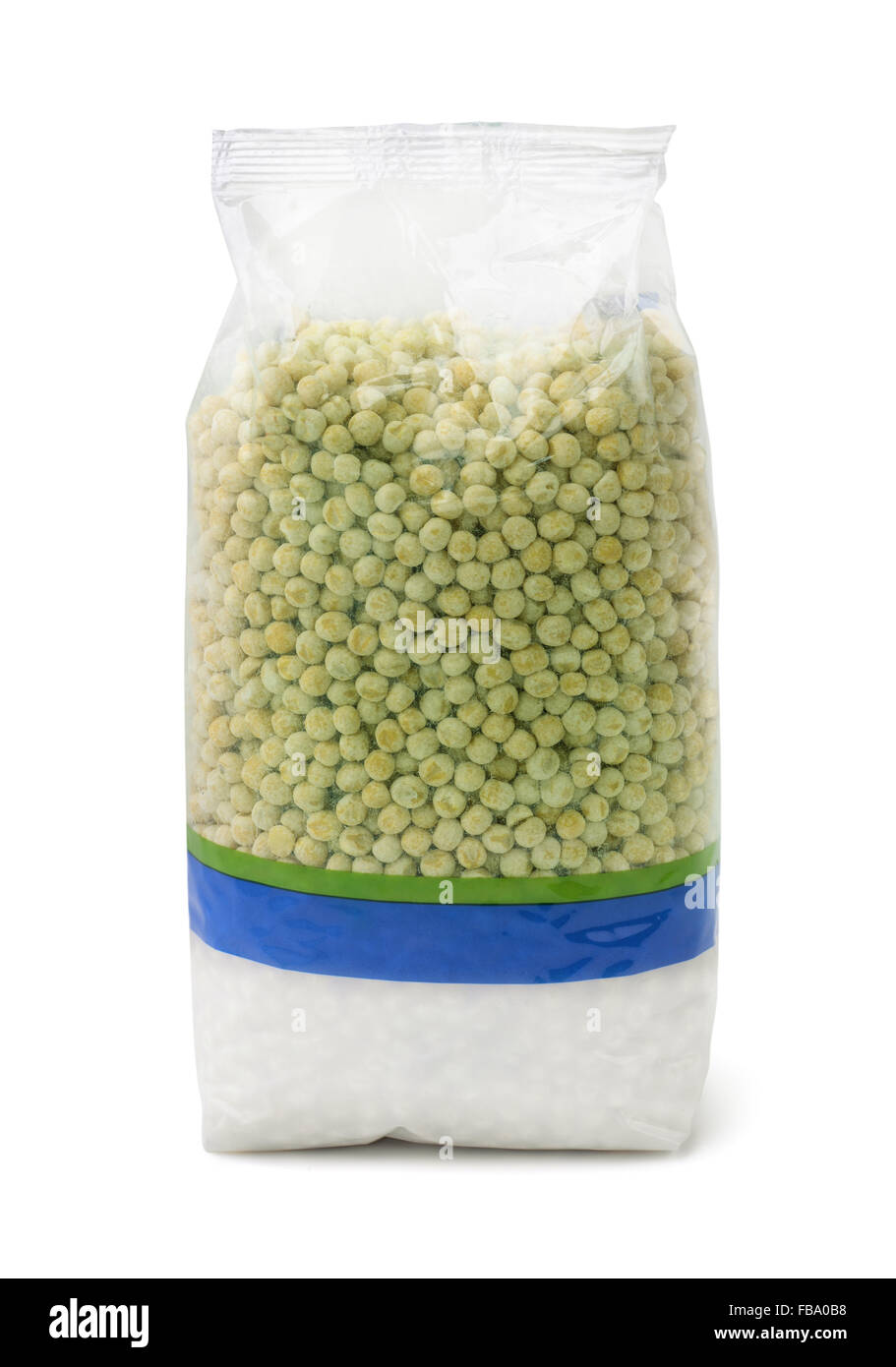 Piselli secchi bustina di plastica isolato su bianco Foto Stock