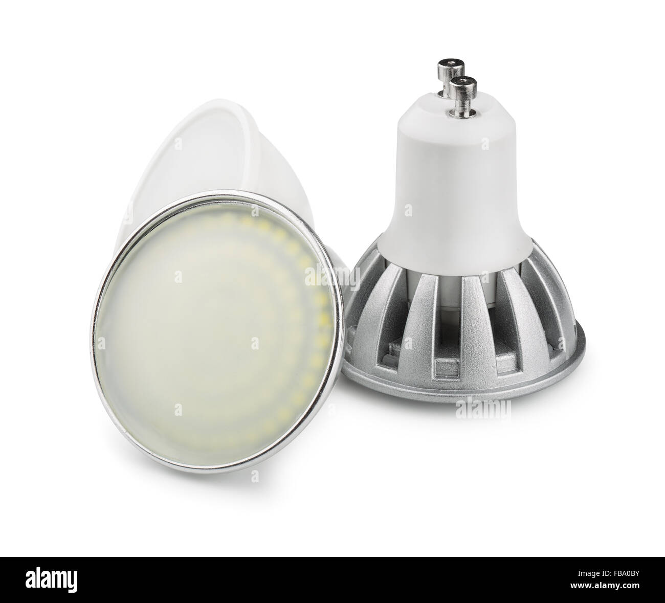 Tre LED lampadine isolato su bianco Foto Stock