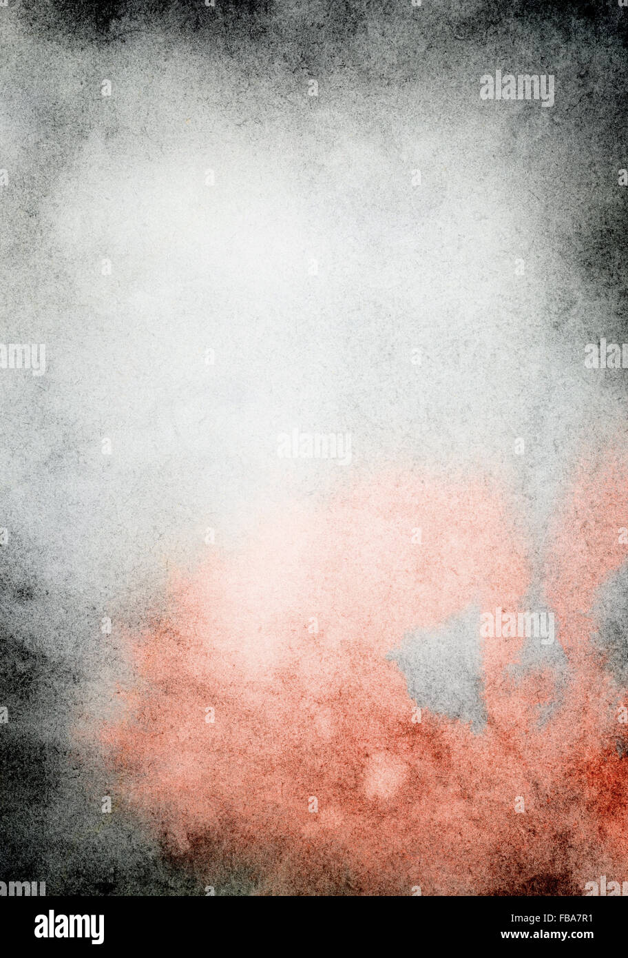 Dark grunge dipinto astratto acquerello sfondo con macchia rossa Foto Stock
