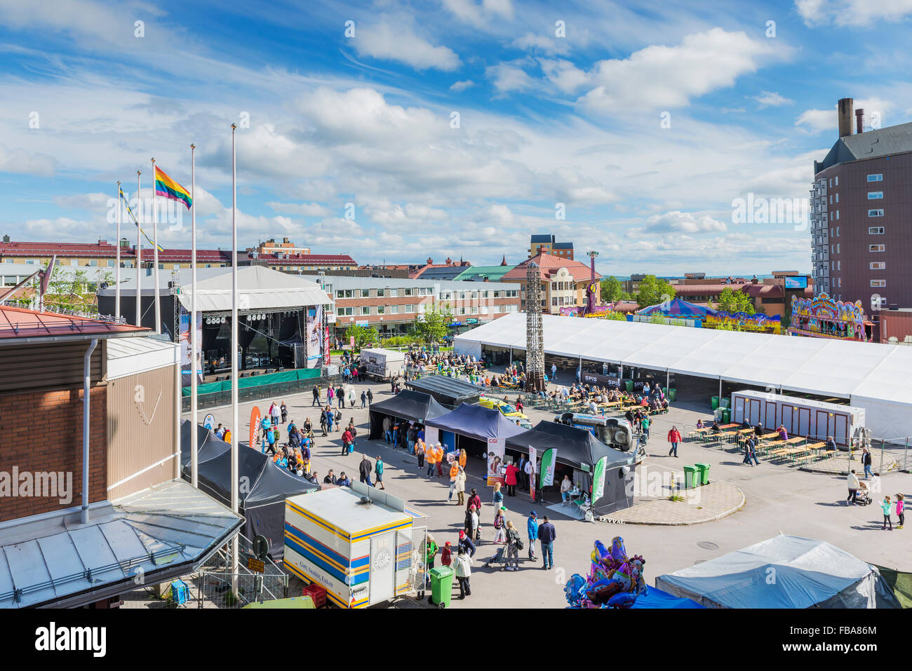 La Svezia, Lapponia, Kiruna, veduta aerea della vita di città Foto Stock