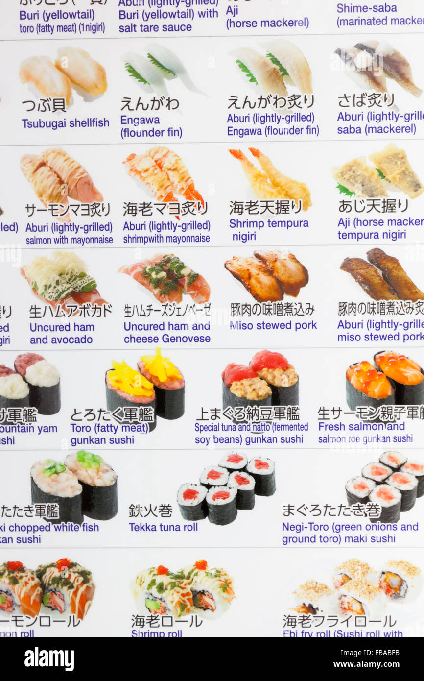 Sushi menu immagini e fotografie stock ad alta risoluzione - Alamy