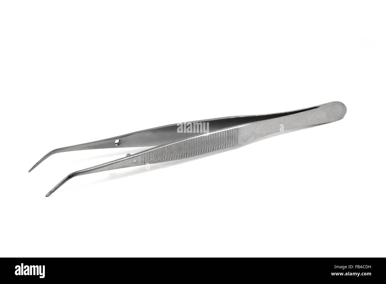 Pinzette isolato su bianco Foto Stock