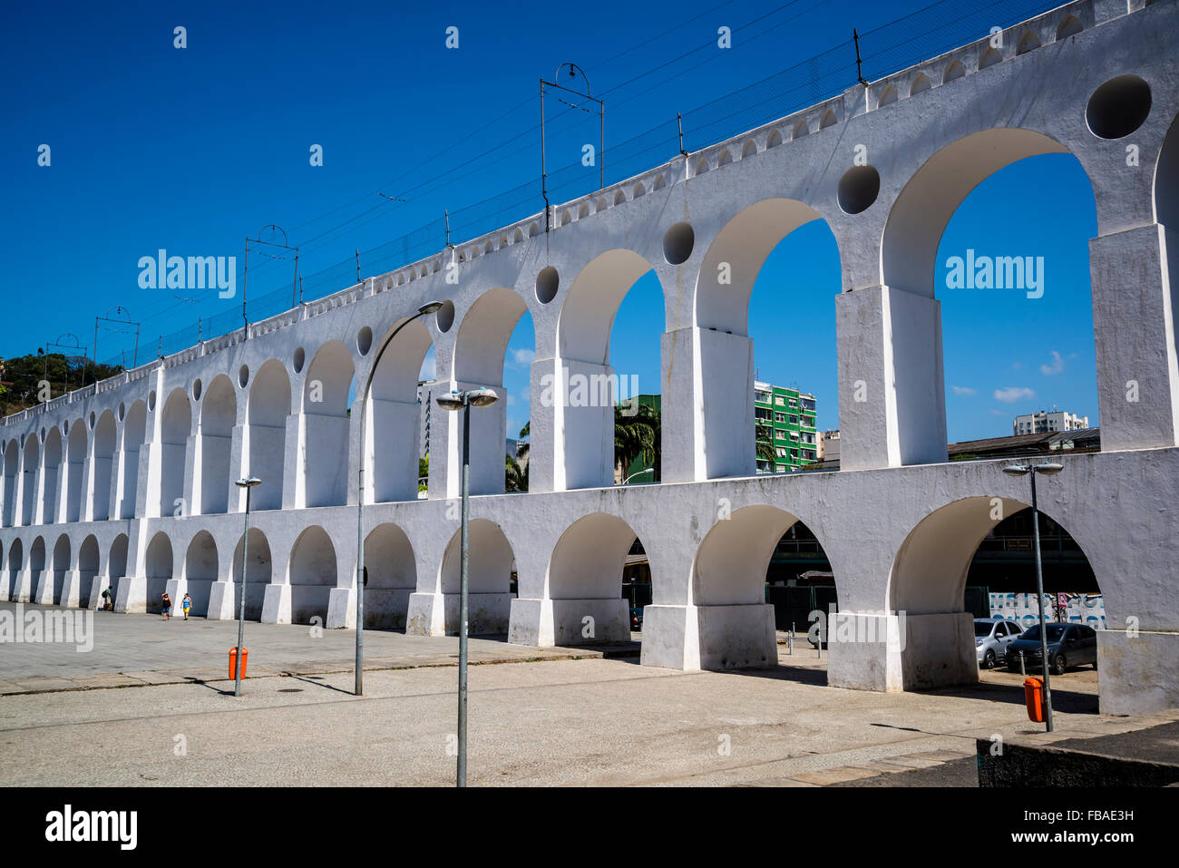Arcos da Lapa, Lapa archi, acquedotto Carioca, Largo da Lapa, Rio de Janeiro, Brasile Foto Stock