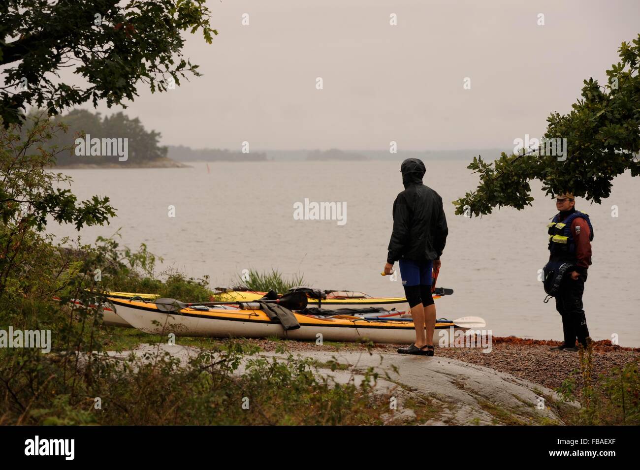 I canottieri sul Mar Baltico nell'arcipelago di Stoccolma Svezia Foto Stock