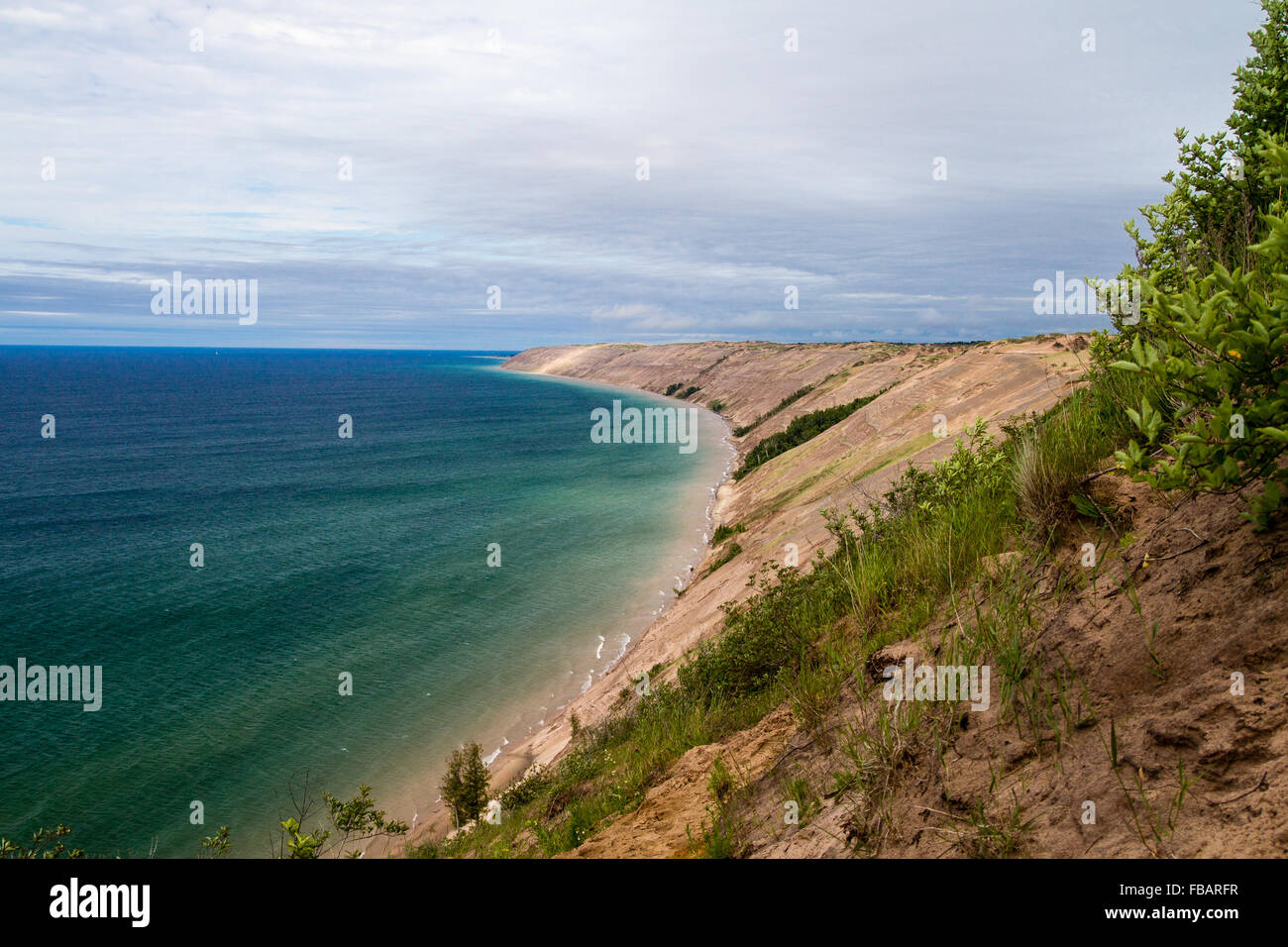 La slitta di registro si affacciano e Grand Sable dune in Pictured Rocks National Lakeshore. Munising, Michigan. Foto Stock