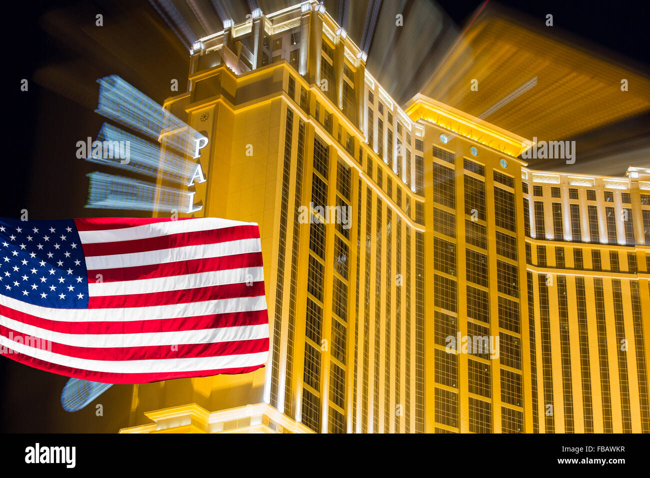 Il Palazzo di Las Vegas, Nevada, Stati Uniti d'America di notte. Foto Stock