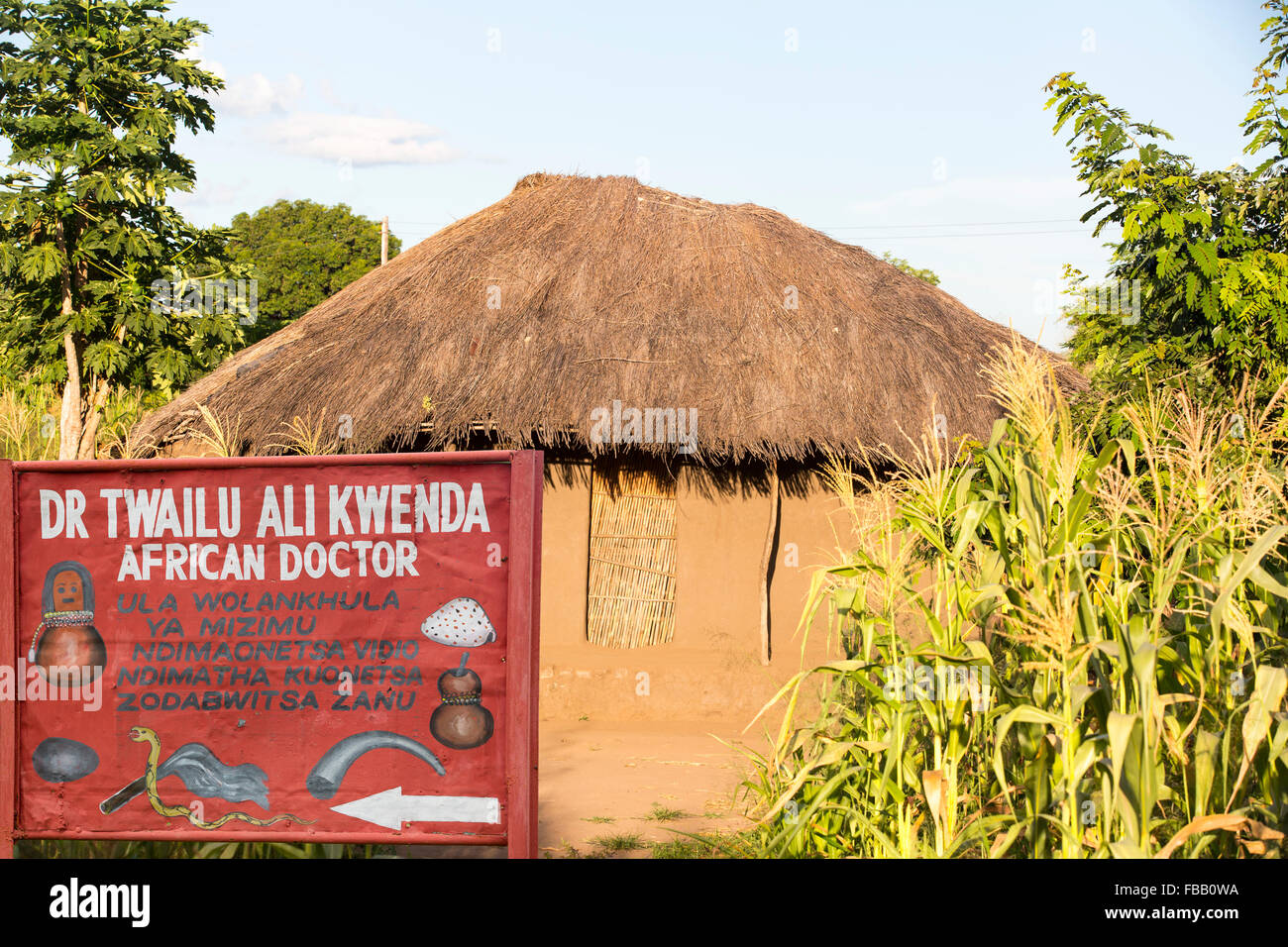 Il Malawi è uno dei paesi più poveri del mondo, molte persone vivono ancora in tradizionale capanna di fango case con erba ro di paglia Foto Stock