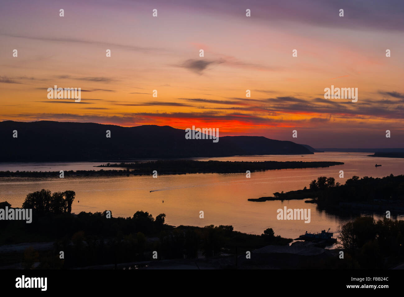 Fiume Volga all'alba Foto Stock