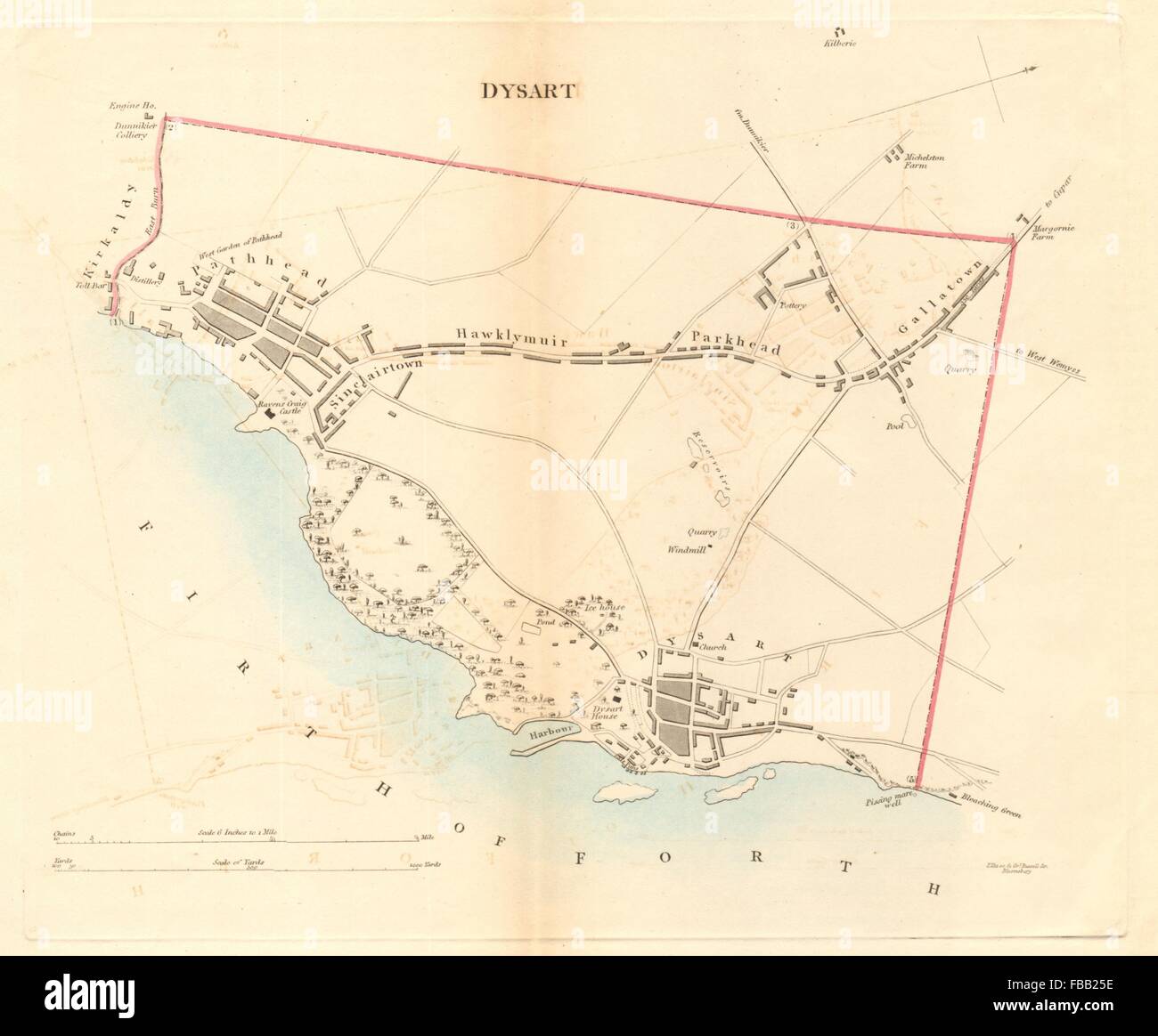 DYSART borough/piano urbanistico per la legge di riforma. Pathhead Kirkaldy Scozia 1832 mappa Foto Stock