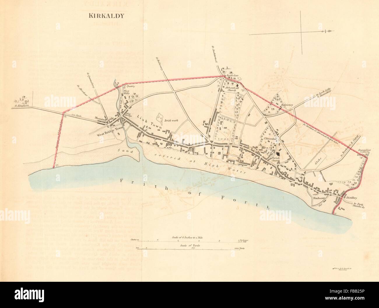 KIRKALDY borough/piano urbanistico per la legge di riforma. La Scozia, 1832 Mappa antichi Foto Stock