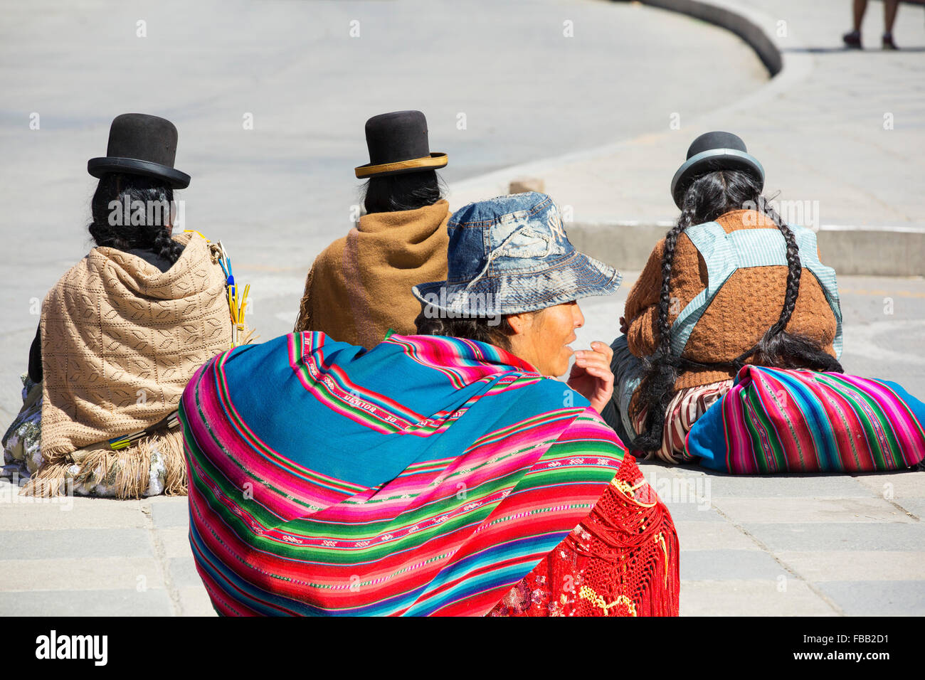 Indigeni donne boliviana di El Alto al di sopra di La Paz in Bolivia. Foto Stock