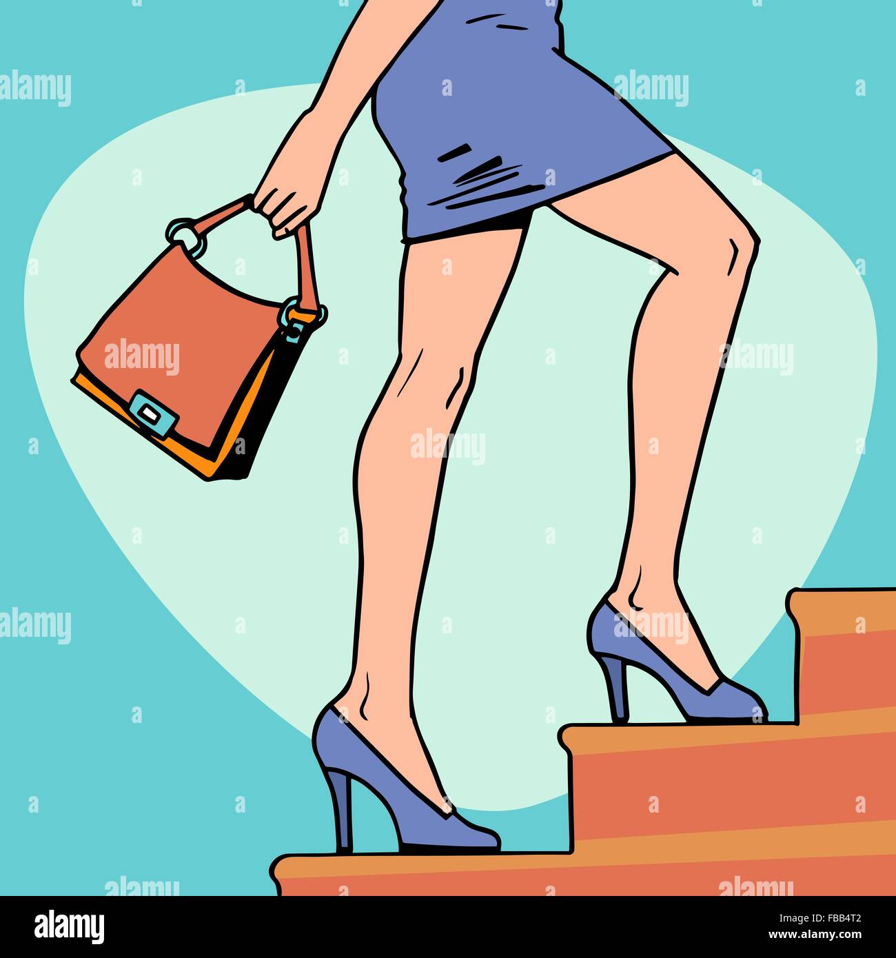 Bella ragazza va su per le scale Illustrazione Vettoriale