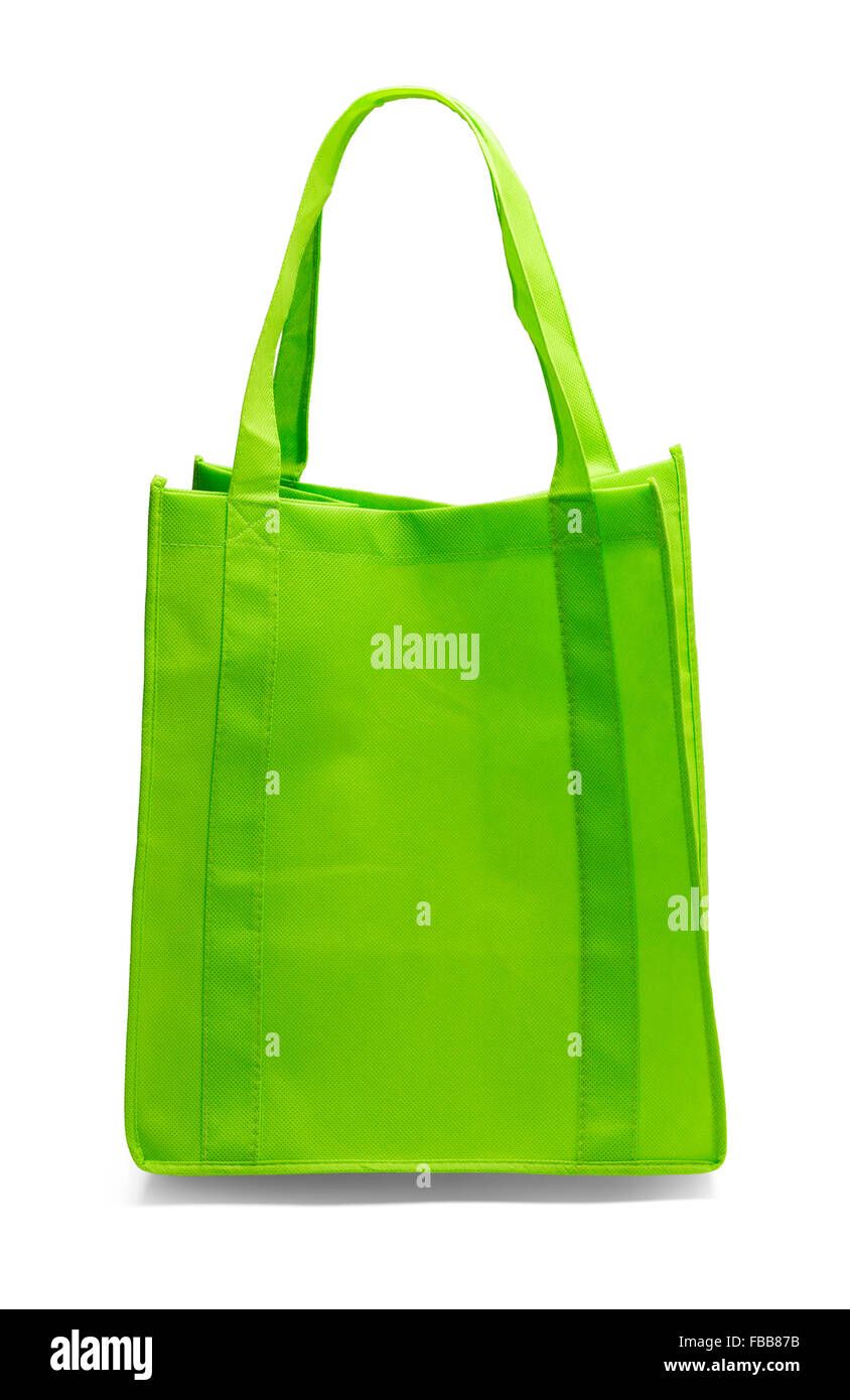 Tessuto verde Shopping Bag isolato su uno sfondo bianco. Foto Stock