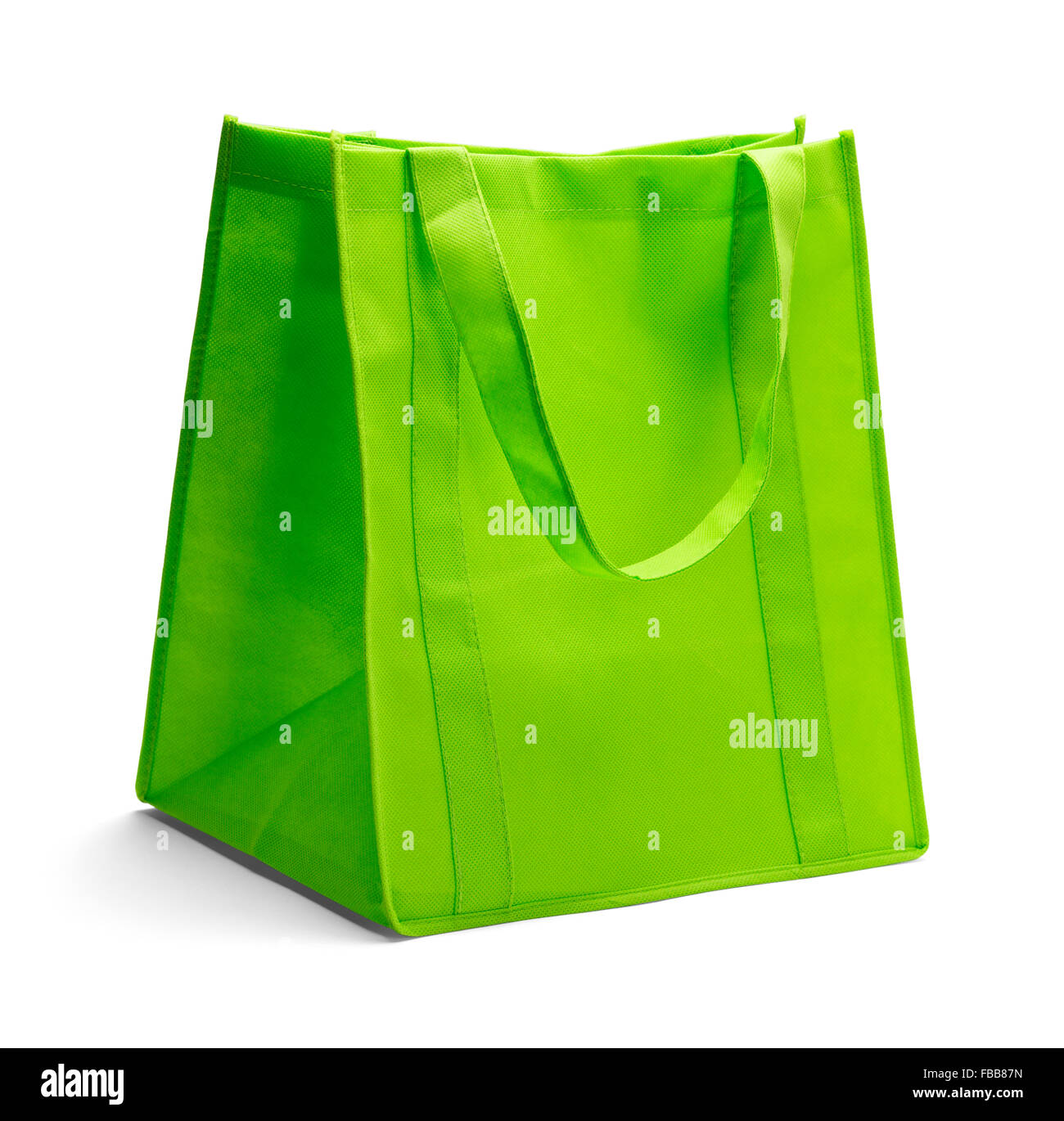 Tessuto verde Shopping Bag isolato su uno sfondo bianco. Foto Stock