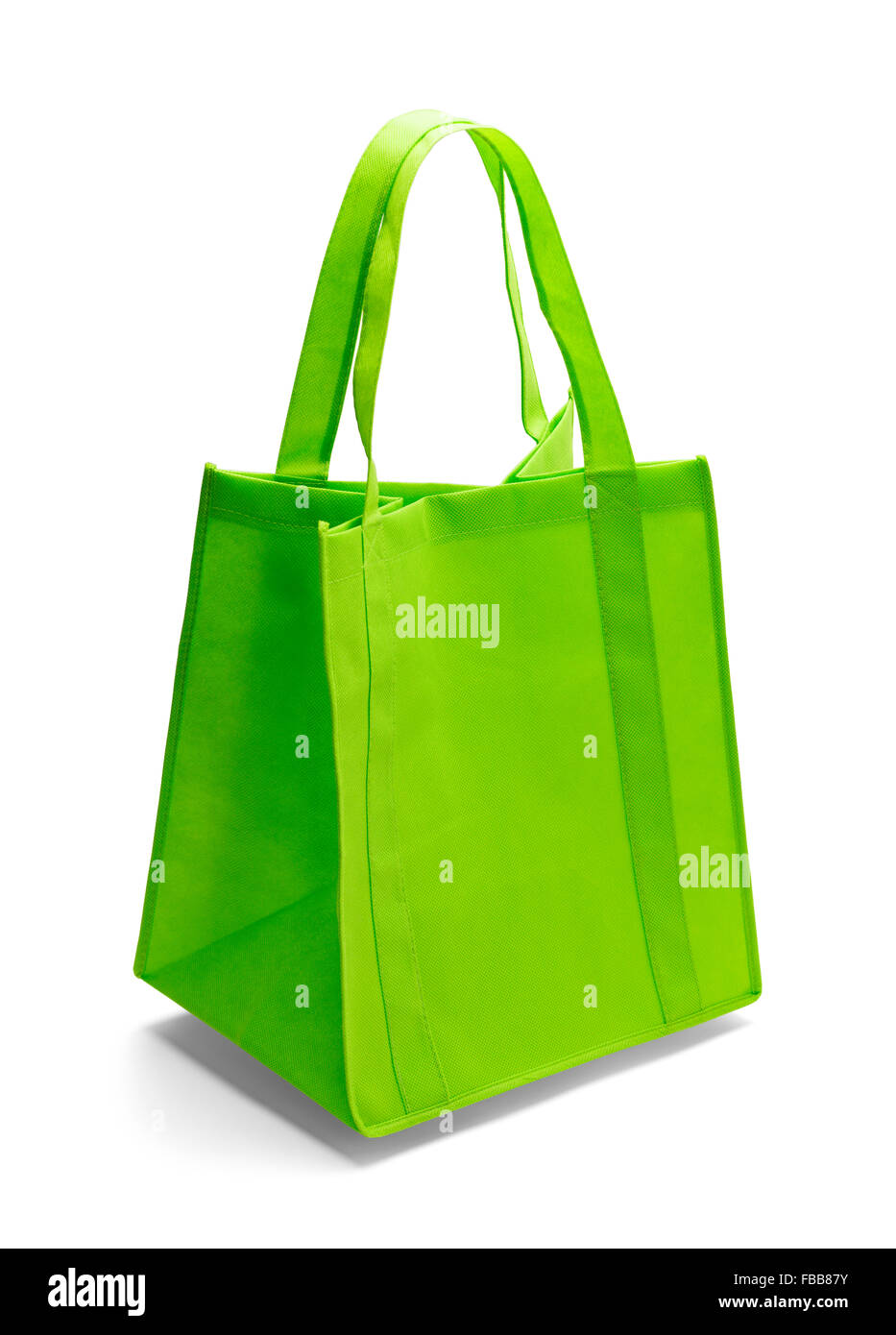 Tessuto verde Shopping Bag isolato su uno sfondo bianco. Foto Stock