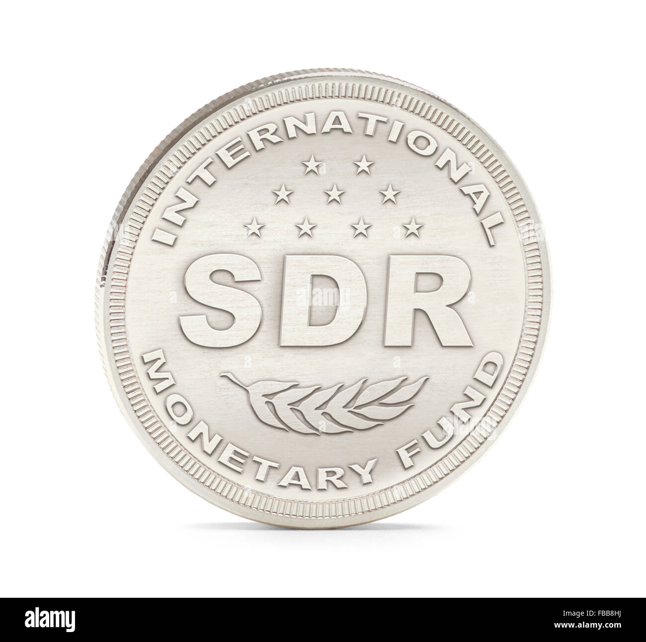Fondo monetario internazionale di diritti speciali di prelievo moneta isolato su sfondo bianco. Foto Stock